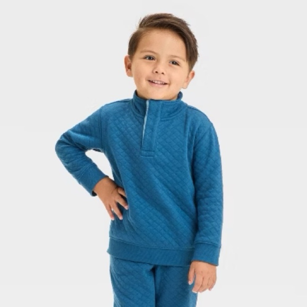 NWOT Toddler Boys' Quilted Mock Neck Pullover Sweatshirt - Cat & Jack